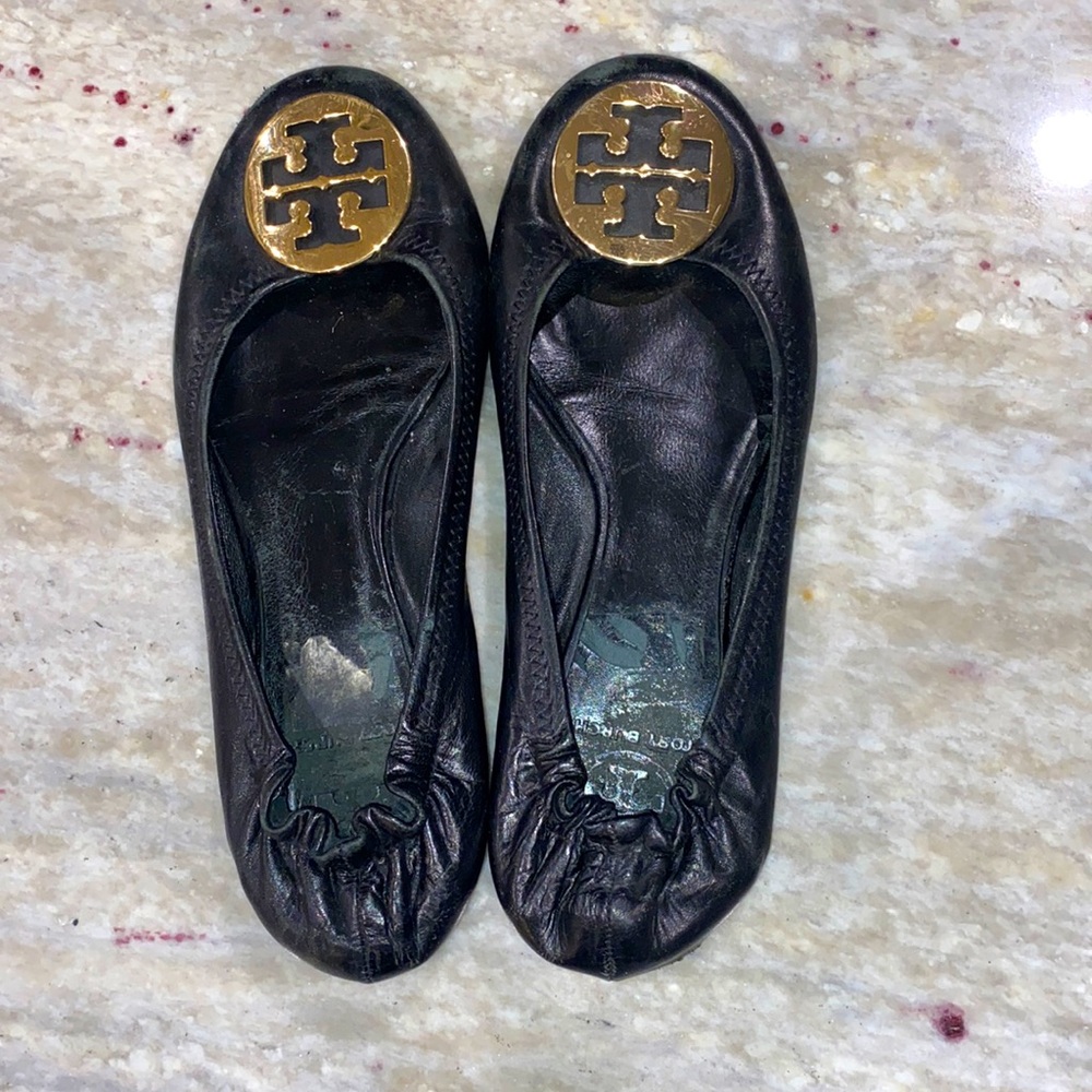 Tory Burch Women's Minnie Travel Leather Ballet Flats. Size 9